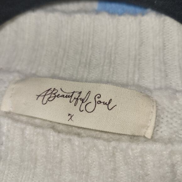 A Beautiful Soul Colorblock Sweater Women’s Size X Ivory Multicolor - Picture 5 of 6